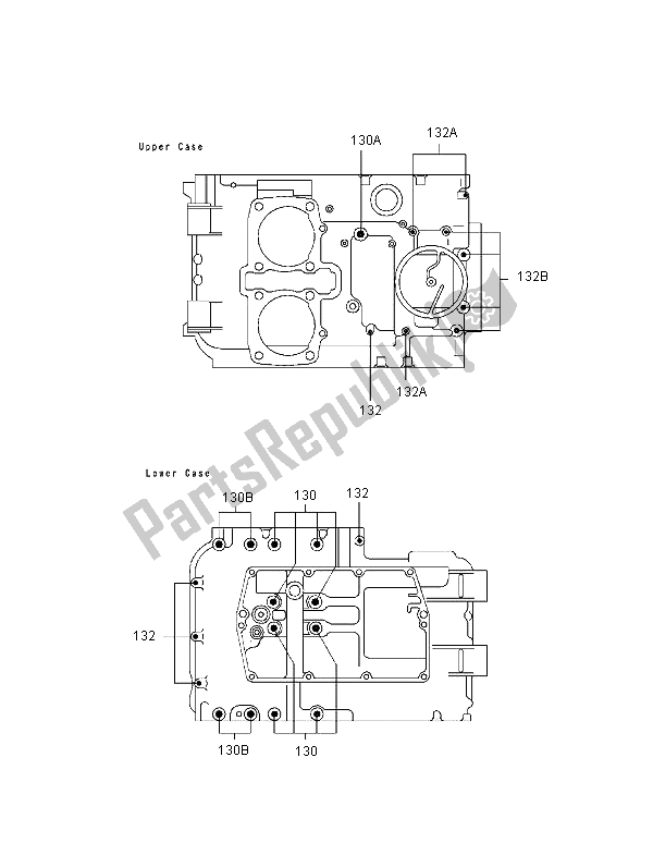 All parts for the Crankcase Bolt Pattern of the Kawasaki ER 5 500 1997