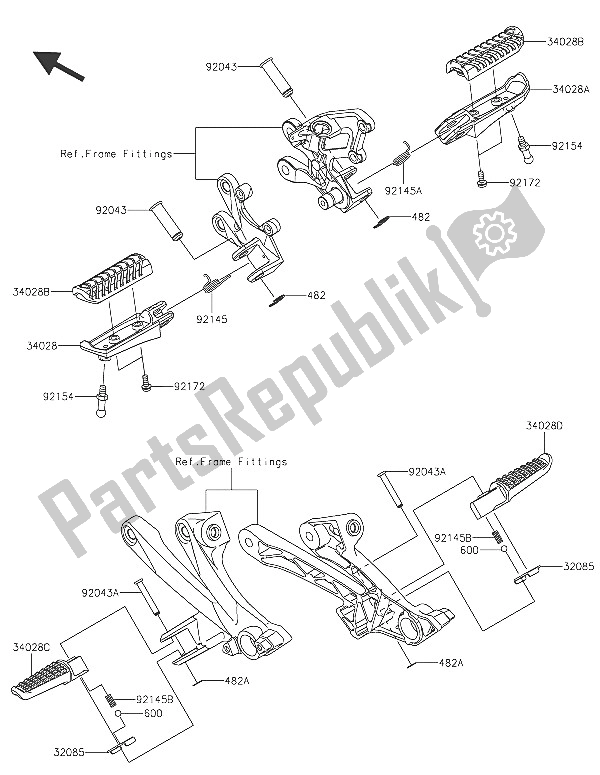 All parts for the Footrests of the Kawasaki ZZR 1400 ABS 2016