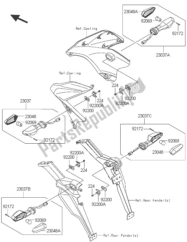 Tutte le parti per il Indicatori Di Direzione del Kawasaki Versys 650 ABS 2016