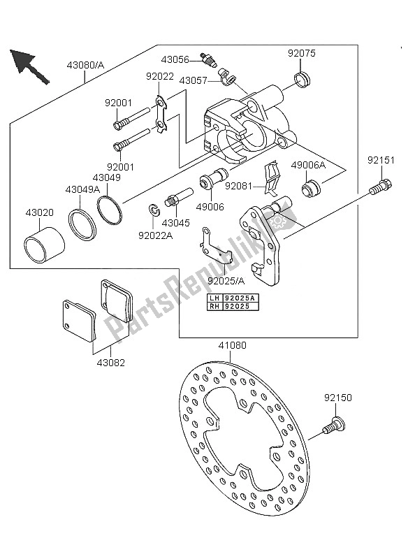 All parts for the Front Brake of the Kawasaki KVF 360 2005