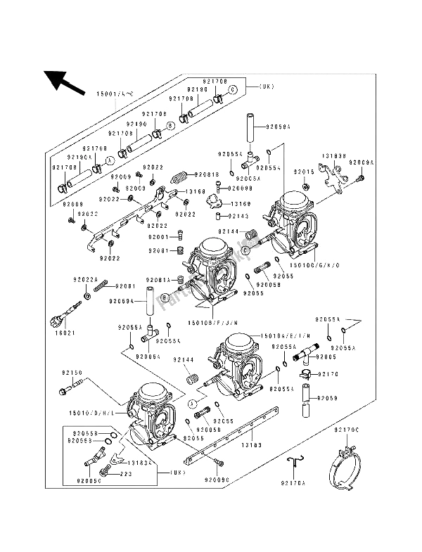 Tutte le parti per il Carburatore del Kawasaki ZXR 400 1991