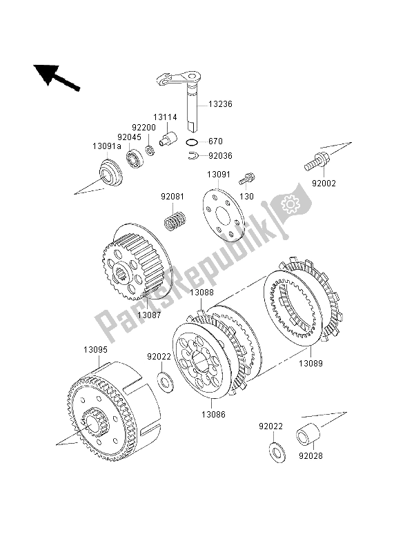 All parts for the Clutch of the Kawasaki KX 60 2001