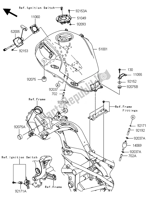 Todas las partes para Depósito De Combustible de Kawasaki Versys 650 2010