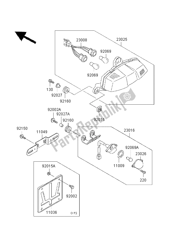 All parts for the Taillight of the Kawasaki Ninja ZX 6R 600 1997