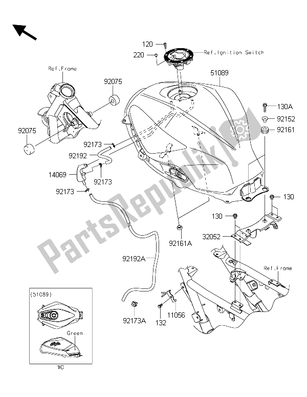 Todas las partes para Tanque De Combustible 2 de Kawasaki Ninja 300 ABS 2015