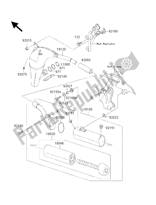 All parts for the Muffler of the Kawasaki KX 85 SW 2001