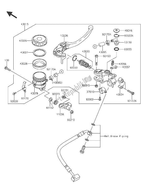 Wszystkie części do Przedni Cylinder G?ówny Kawasaki Ninja ZX 6R ABS 600 2016