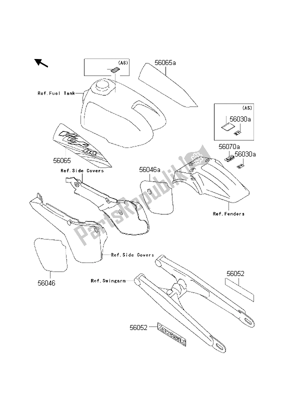 Todas las partes para Etiquetas de Kawasaki KX 60 2002