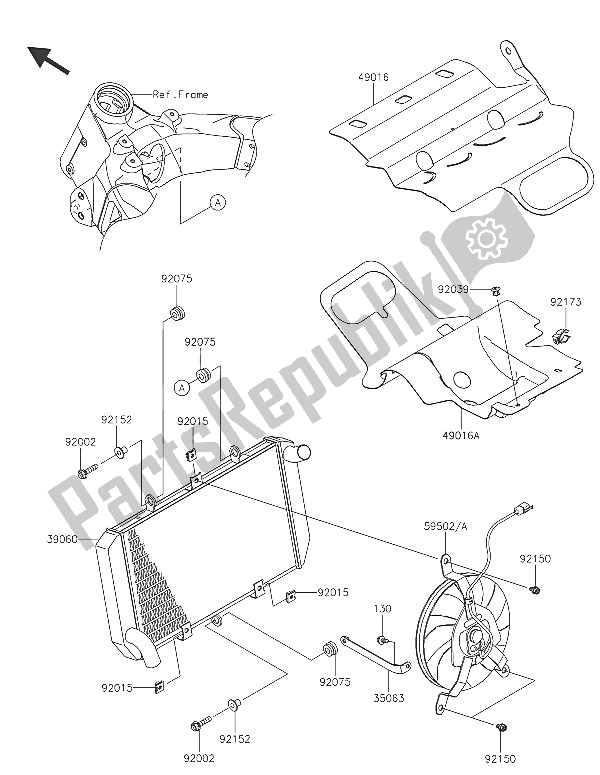 Toutes les pièces pour le Radiateur du Kawasaki Z 1000 ABS 2016