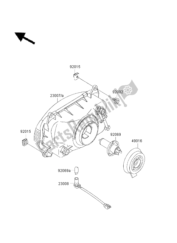 All parts for the Headlight of the Kawasaki ZZR 600 2003