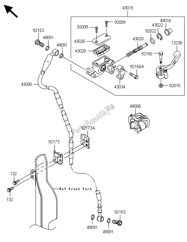 All parts for the Front Master Cylinder of the Kawasaki KLX 450R 2014