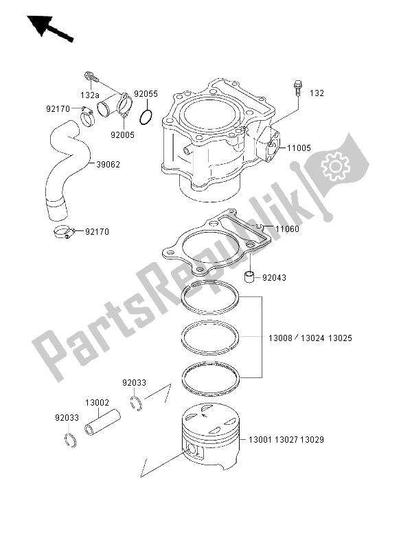 Tutte le parti per il Cilindro E Pistone del Kawasaki KVF 400 4X4 2000