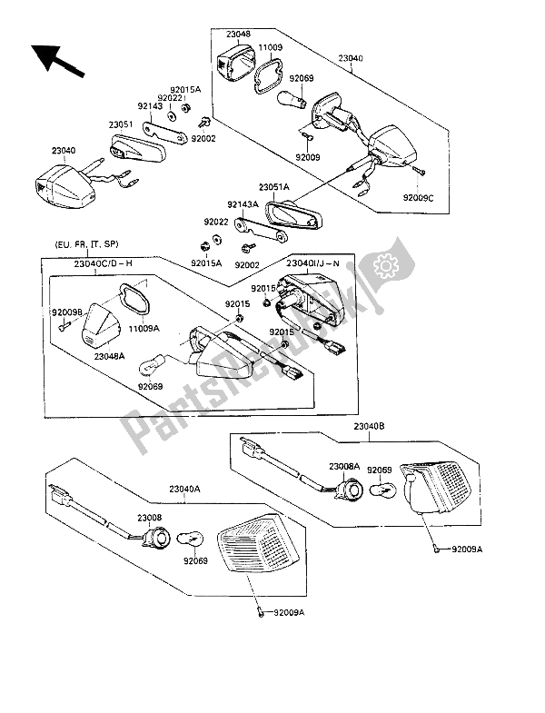 Toutes les pièces pour le Clignotants du Kawasaki GPX 600R 1990