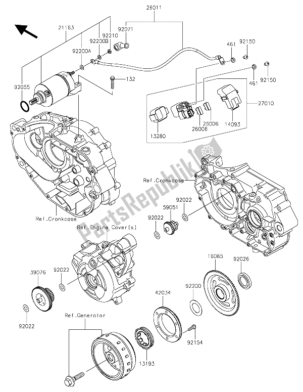 All parts for the Starter Motor of the Kawasaki Z 250 SL ABS 2015