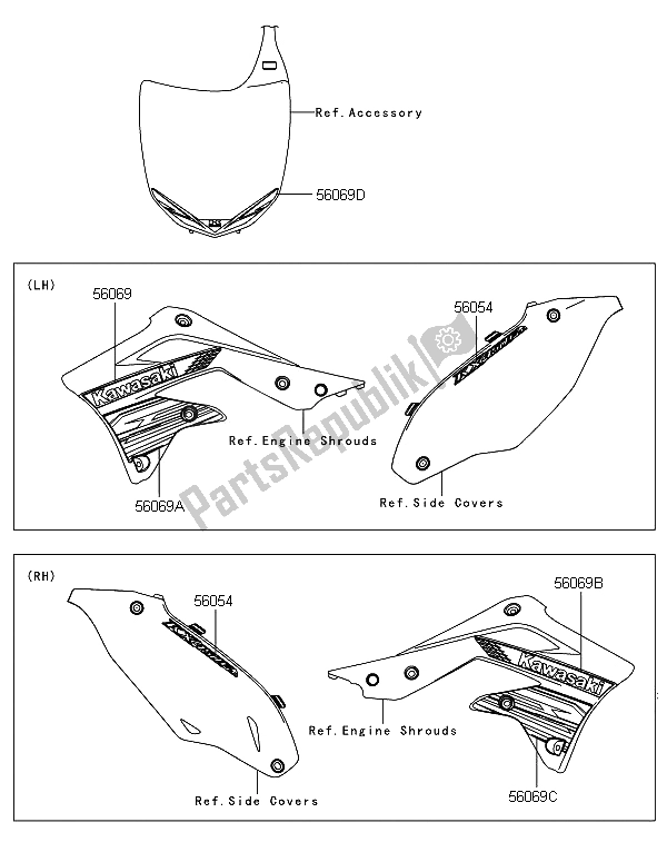 All parts for the Decals of the Kawasaki KX 450F 2012