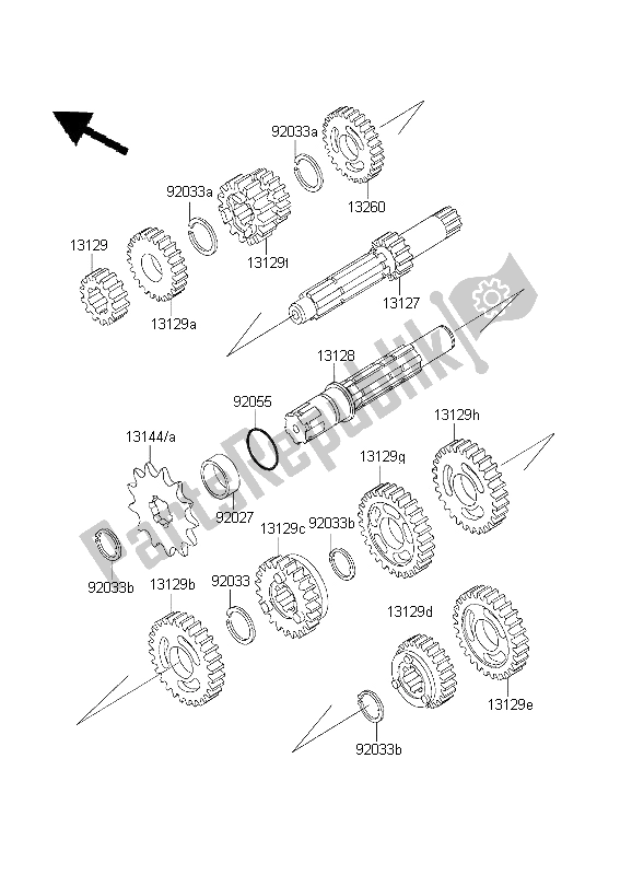 All parts for the Transmission of the Kawasaki KX 65 2003