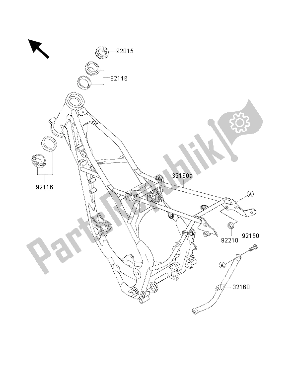 All parts for the Frame of the Kawasaki KX 85 SW 2001