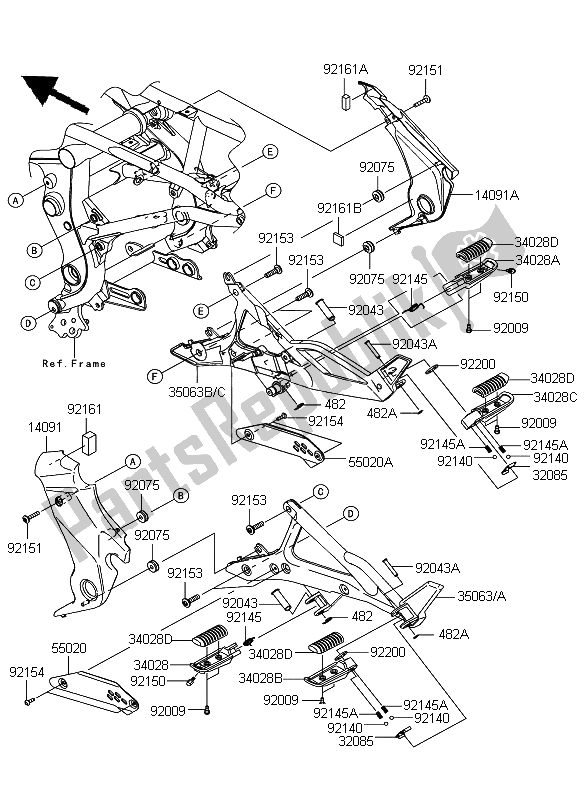 Toutes les pièces pour le Repose Pieds du Kawasaki ER 6N 650 2009