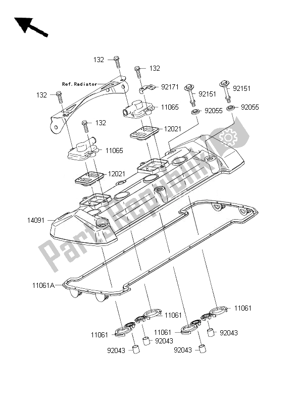 All parts for the Cylinder Head Cover of the Kawasaki Z 1000 ABS 2007