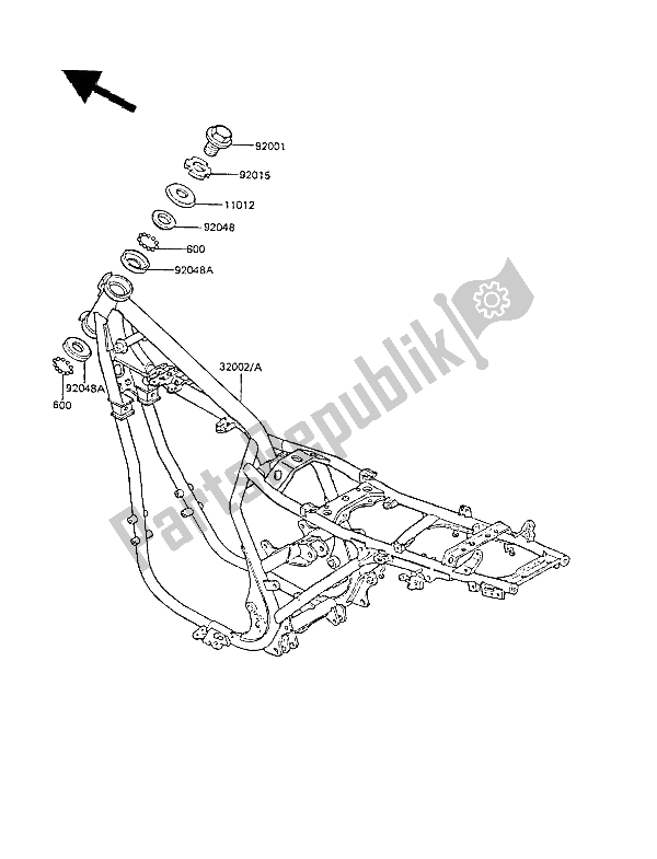 Alle onderdelen voor de Kader van de Kawasaki GPZ 305 Belt Drive 1987