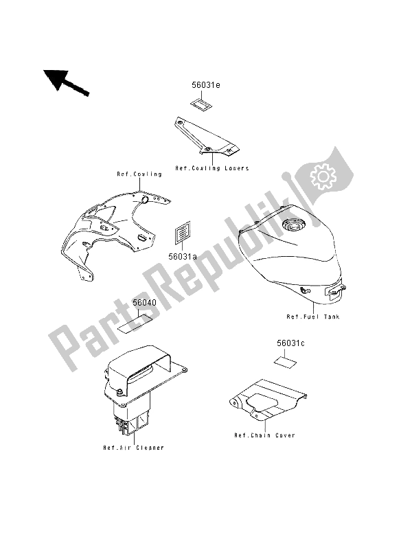 All parts for the Labels of the Kawasaki ZXR 400 1997