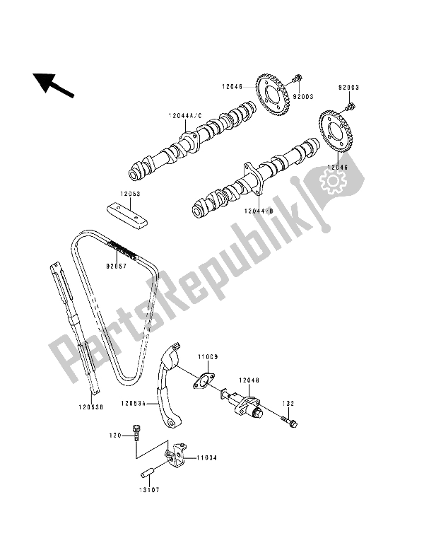 All parts for the Camshaft(s) & Tensioner of the Kawasaki ZZ R 600 1994