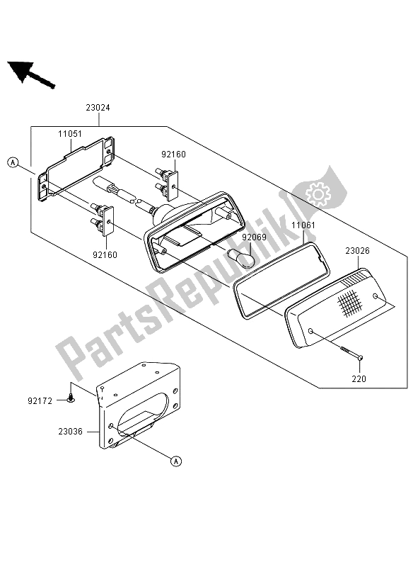 Todas las partes para Luz De La Cola de Kawasaki KVF 650 4X4 2009