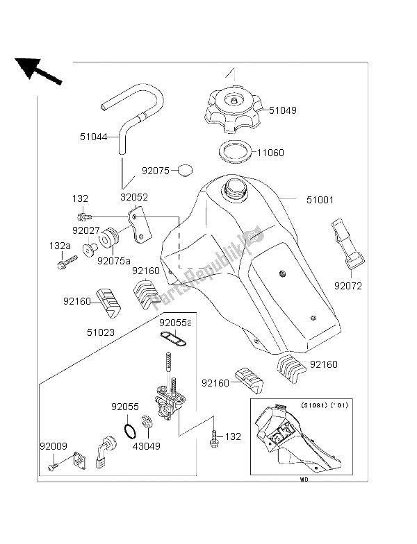 Toutes les pièces pour le Réservoir D'essence du Kawasaki KLX 650R 1999