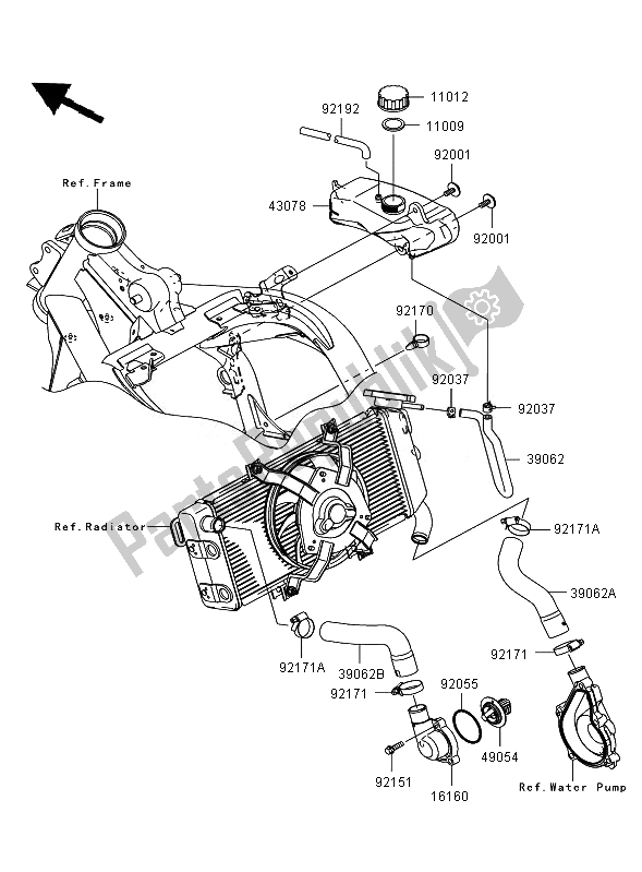 Tutte le parti per il Tubo Dell'acqua del Kawasaki ER 6F ABS 650 2007