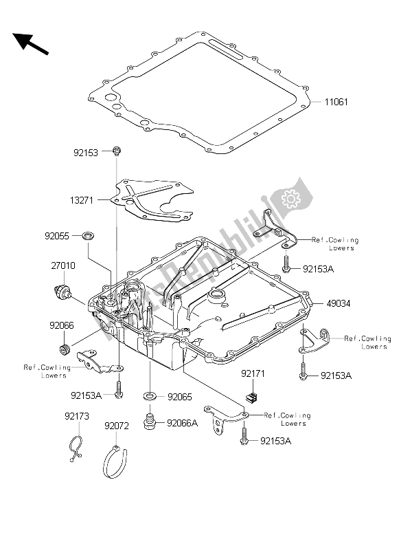 All parts for the Oil Pan of the Kawasaki ZZR 1400 ABS 2015