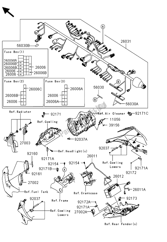 All parts for the Chassis Electrical Equipment of the Kawasaki Ninja ZX 10R ABS 1000 2013