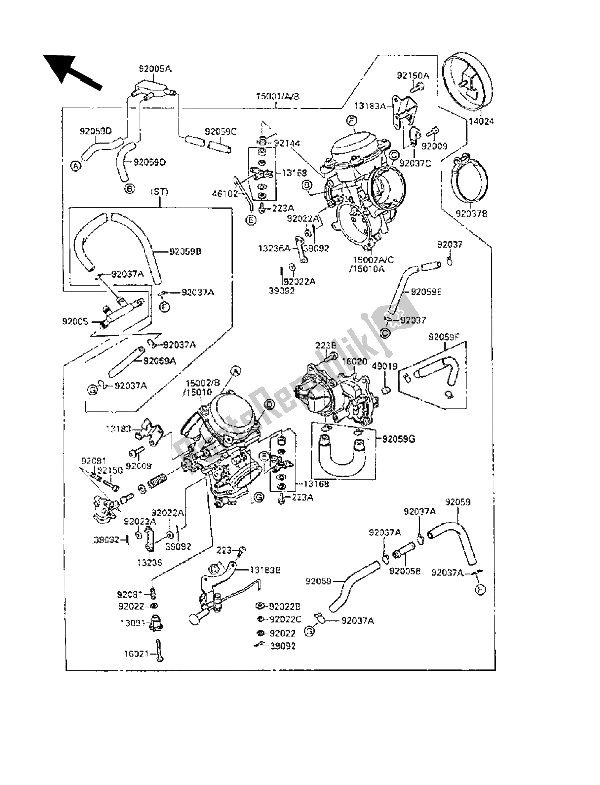 All parts for the Carburetor of the Kawasaki VN 15 SE 1500 1988