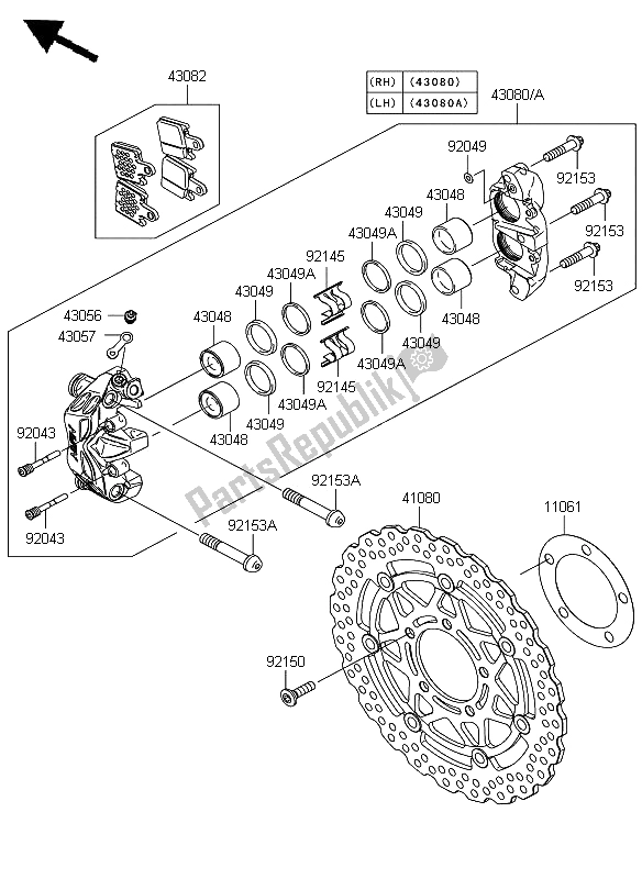 Tutte le parti per il Freno Anteriore del Kawasaki Ninja ZX 6R 600 2008