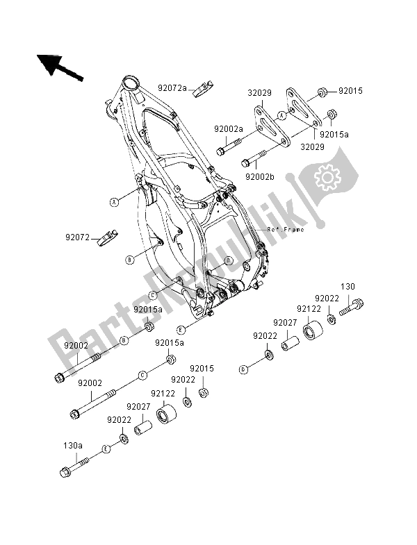 Todas las partes para Accesorios De Marco de Kawasaki KX 125 1996