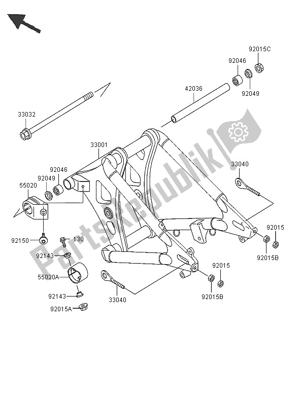 Toutes les pièces pour le Bras Oscillant du Kawasaki VN 800 Classic 2005