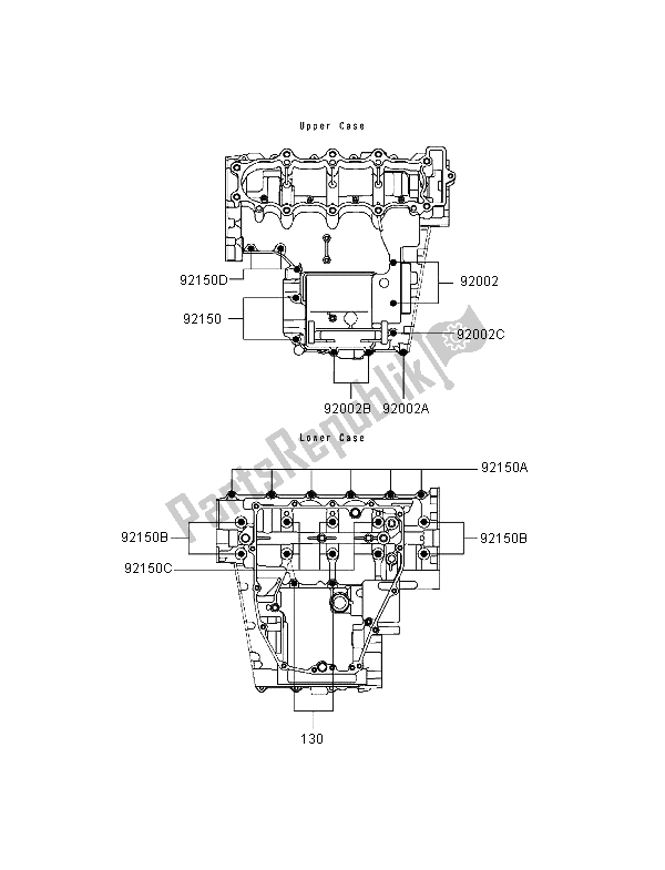 All parts for the Crankcase Bolt Pattern of the Kawasaki Ninja ZX 6R 600 1998