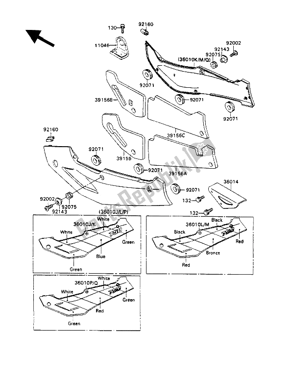 Tutte le parti per il Coperture Laterali E Copertura A Catena del Kawasaki ZXR 750 1989