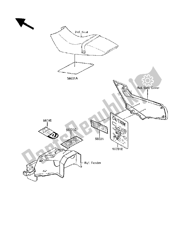 All parts for the Labels of the Kawasaki GPX 250R 1988