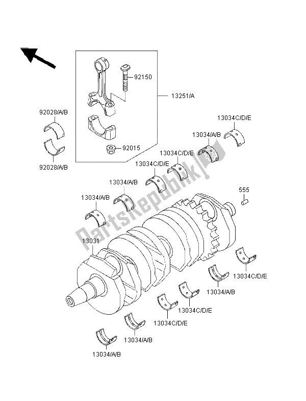 All parts for the Crankshaft of the Kawasaki ZZ R 600 1997