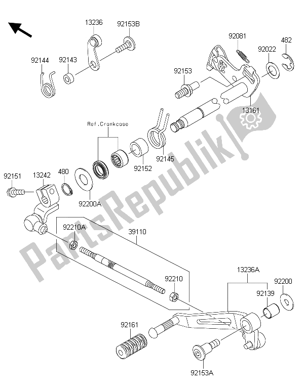 Alle onderdelen voor de Schakelmechanisme van de Kawasaki Z 1000 2015