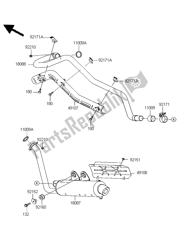 All parts for the Muffler of the Kawasaki KFX 700 KSV 700B6F 2006