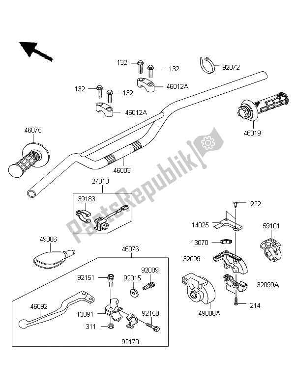 Tutte le parti per il Manubrio del Kawasaki KX 65 2006