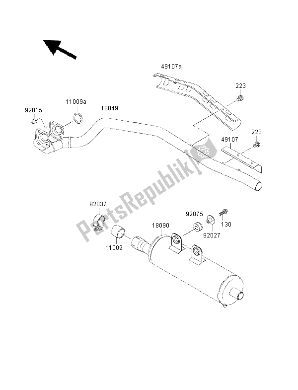 All parts for the Muffler of the Kawasaki KVF 400 2000