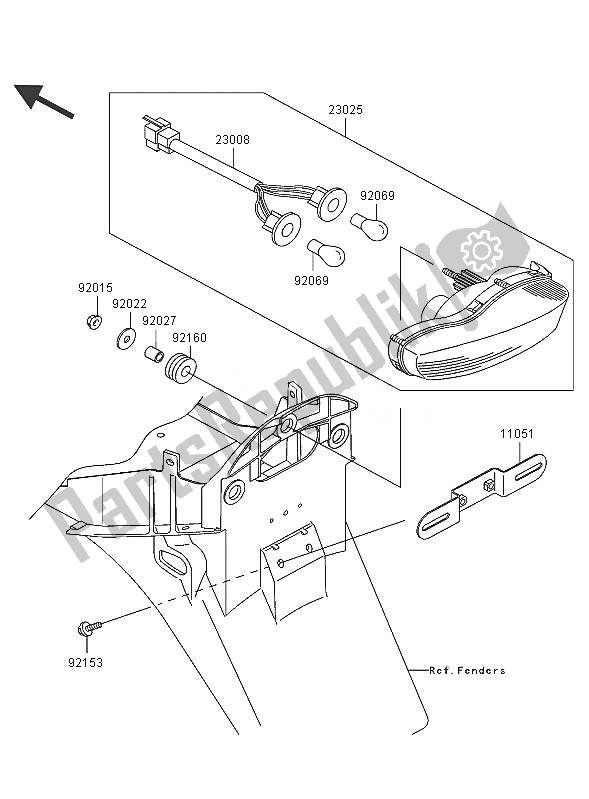 Todas as partes de Luz Traseira do Kawasaki Ninja ZX 12R 1200 2005