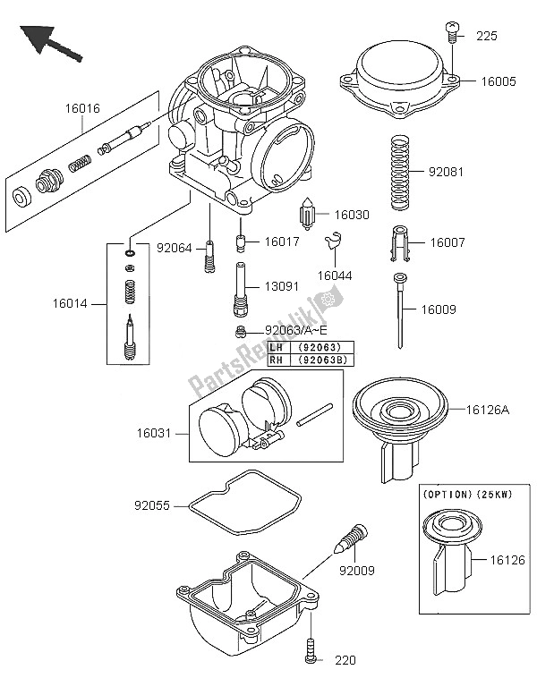 All parts for the Carburetor Parts of the Kawasaki KLE 500 2005