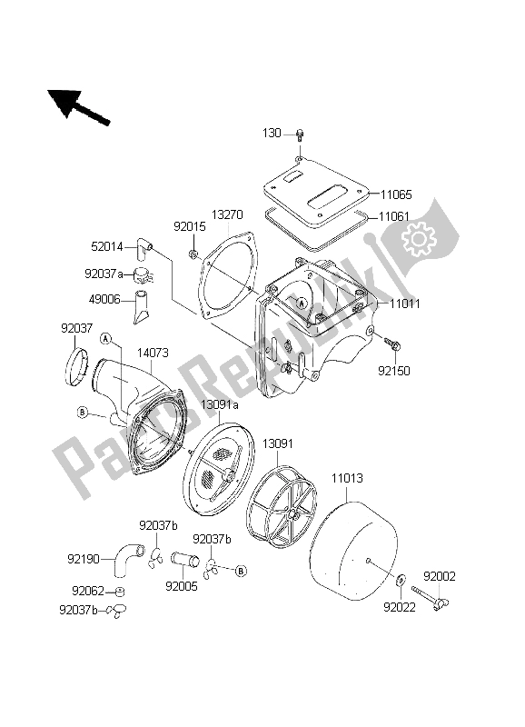 All parts for the Air Cleaner of the Kawasaki KLX 300R 2003