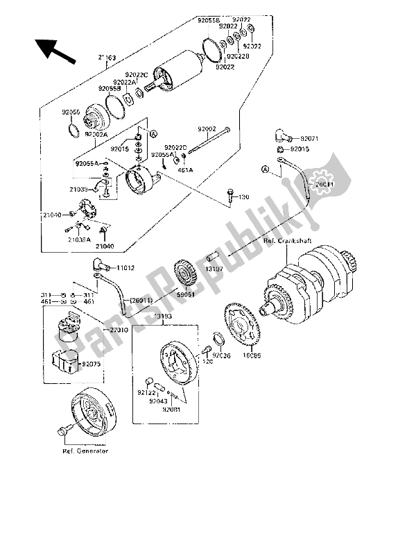 Tutte le parti per il Motorino Di Avviamento del Kawasaki GPX 250R 1989