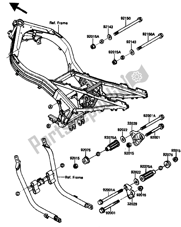 All parts for the Frame Fitting of the Kawasaki ZX 10 1000 1988