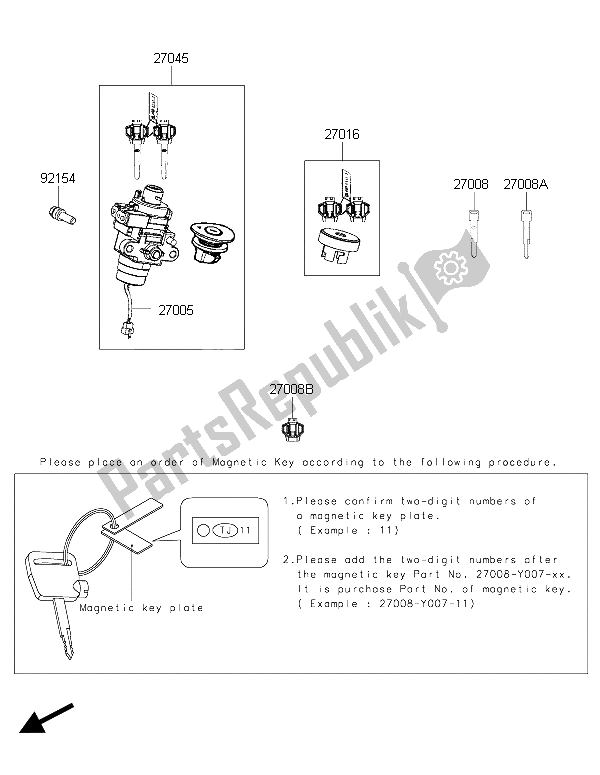 All parts for the Ignition Switch of the Kawasaki J 300 ABS 2015