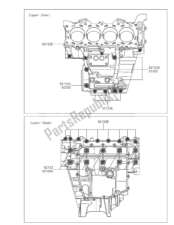 All parts for the Crankcase Bolt Pattern of the Kawasaki Ninja ZX 6R 600 2016